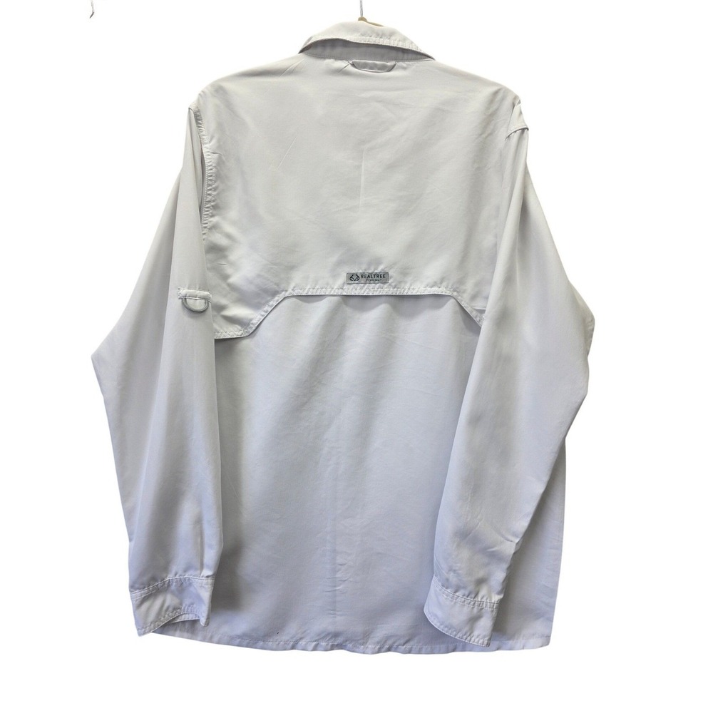 Realtree Fishing Mens White Long Sleeve Button Down Performance Shirt Size M - Picture 2 of 9